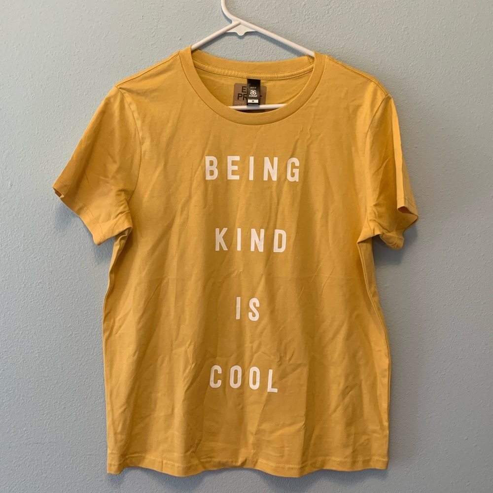 Womens mustard being kind is cool tee